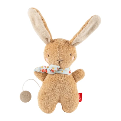 SIGIKID Pierwsza przytulanka z pozytywką bawełniany Króliczek brązowy 19 cm | Pan Piksel