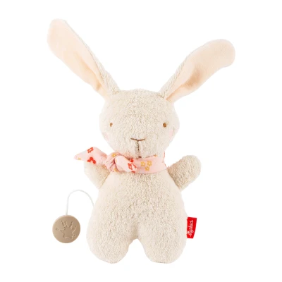 SIGIKID Pierwsza przytulanka z pozytywką bawełniany Króliczek écru 19 cm | Pan Piksel