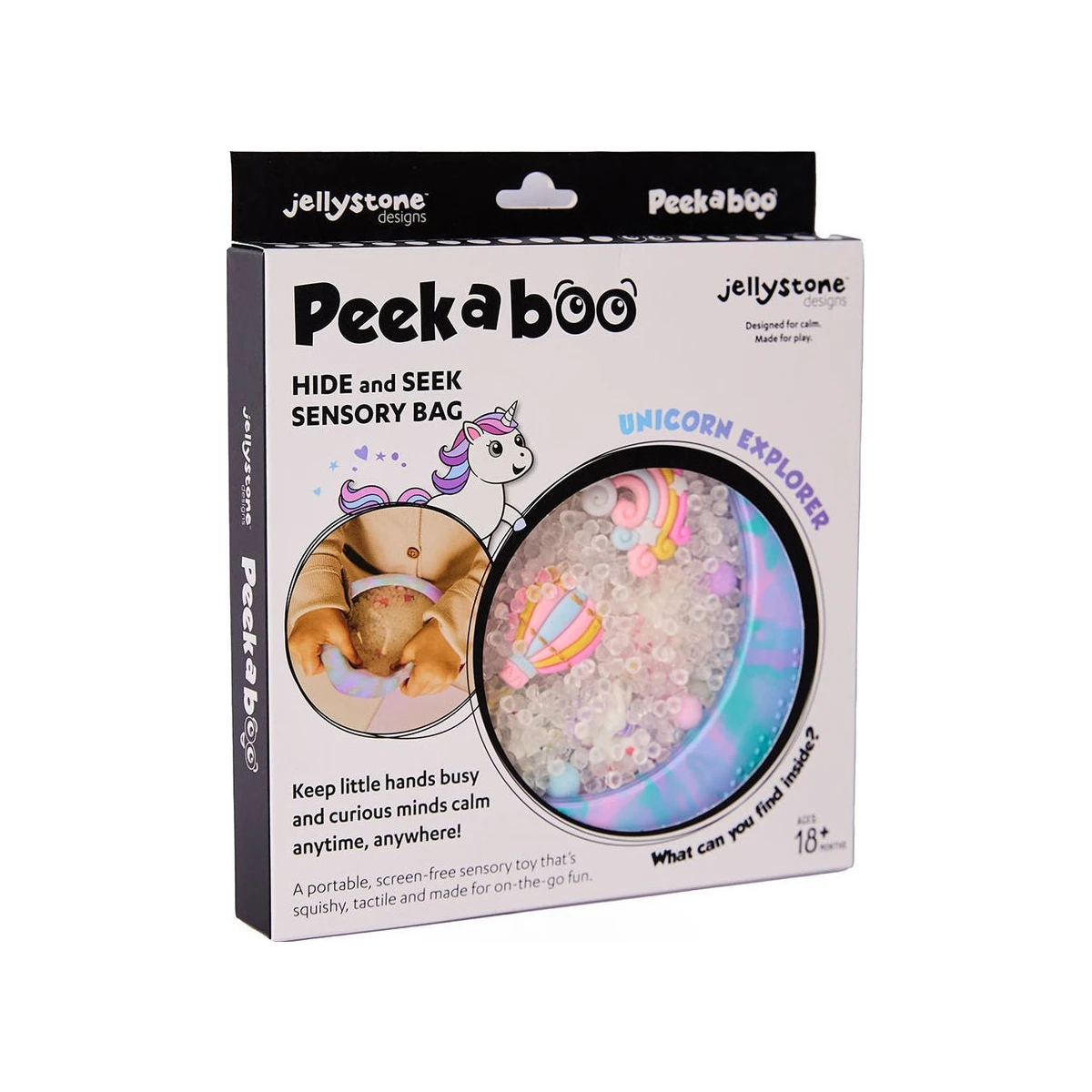 JELLYSTONE DESIGNS Jellystone Sensoryczny dysk z figurkami A-Ku-Ku! Peekaboo motyw Jednorożec | Pan Piksel