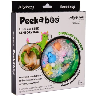 JELLYSTONE DESIGNS Jellystone Sensoryczny dysk z figurkami A-Ku-Ku! Peekaboo motyw Dinozaur | Pan Piksel