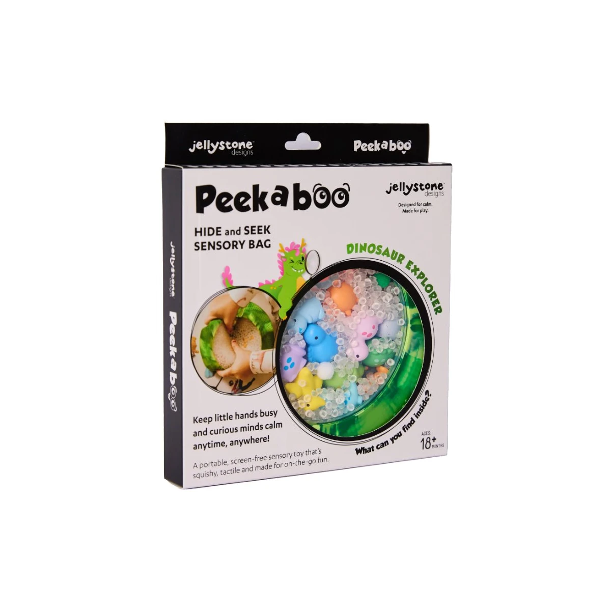 JELLYSTONE DESIGNS Jellystone Sensoryczny dysk z figurkami A-Ku-Ku! Peekaboo motyw Dinozaur | Pan Piksel