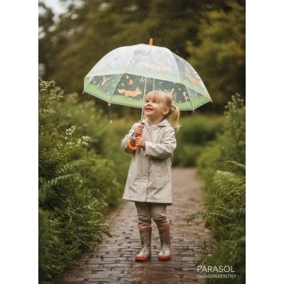 ESSCHERT DESIGN Przezroczysty parasol dziecięcy – Leśne Zwierzęta 3+ | Pan Piksel