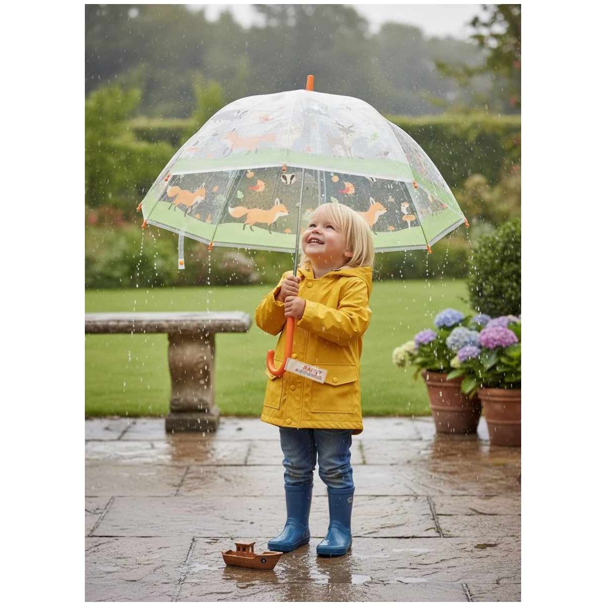 ESSCHERT DESIGN Przezroczysty parasol dziecięcy – Leśne Zwierzęta 3+ | Pan Piksel