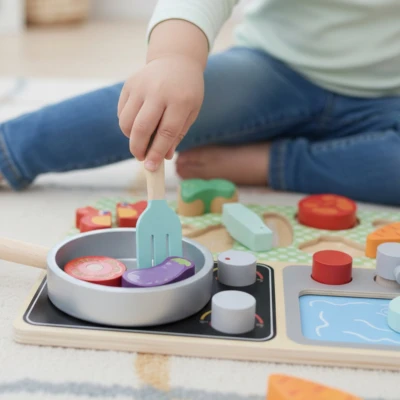 TOOKY TOY Drewniana Kuchnia z Akcesoriami - Zestaw Małego Kucharza | Pan Piksel
