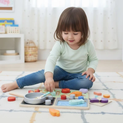 TOOKY TOY Drewniana Kuchnia z Akcesoriami - Zestaw Małego Kucharza | Pan Piksel