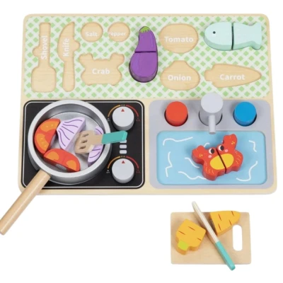 TOOKY TOY Drewniana Kuchnia z Akcesoriami - Zestaw Małego Kucharza | Pan Piksel