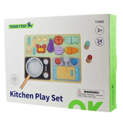 TOOKY TOY Drewniana Kuchnia z Akcesoriami - Zestaw Małego Kucharza | Pan Piksel