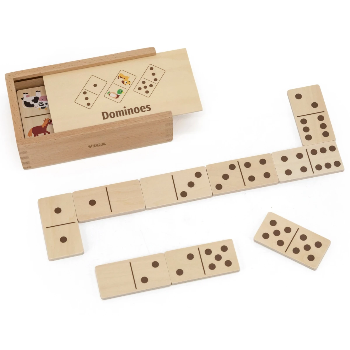 VIGA Drewniane Domino 2w1 Zwierzęta i Liczby | Pan Piksel