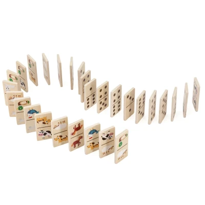 VIGA Drewniane Domino 2w1 Zwierzęta i Liczby | Pan Piksel