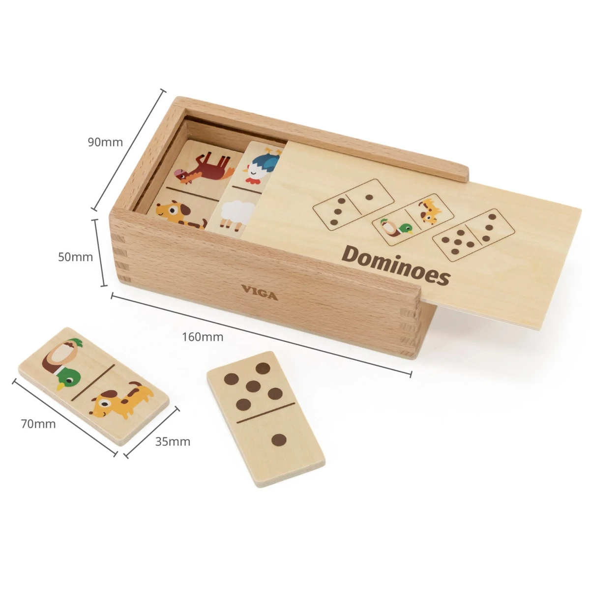 VIGA Drewniane Domino 2w1 Zwierzęta i Liczby | Pan Piksel