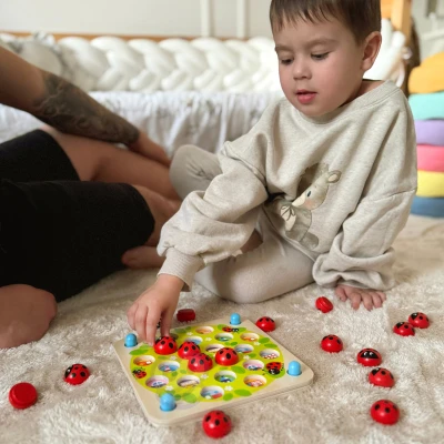 WOOPIE GREEN Memory Drewniana Gra Pamięciowa Edukacyjna Układanka Biedronka | Pan Piksel