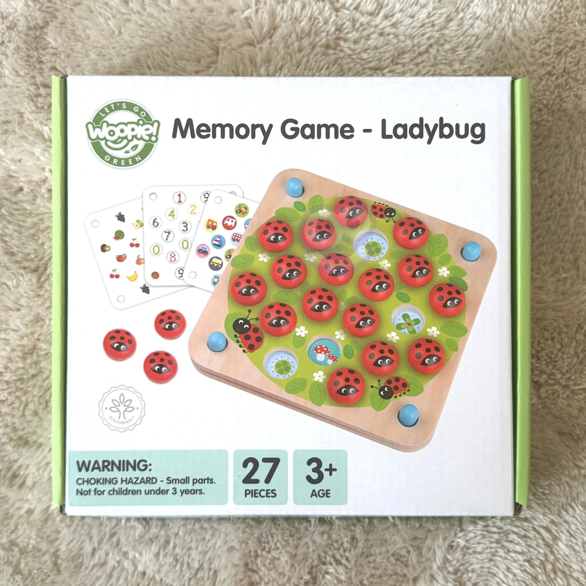 WOOPIE GREEN Memory Drewniana Gra Pamięciowa Edukacyjna Układanka Biedronka | Pan Piksel