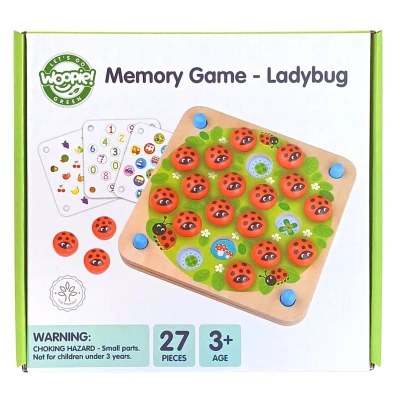 WOOPIE GREEN Memory Drewniana Gra Pamięciowa Edukacyjna Układanka Biedronka | Pan Piksel