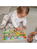WOOPIE GREEN Drewniane Puzzle Montessori Farma z Pinezkami Do Dopasowania | Pan Piksel