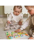 WOOPIE GREEN Drewniane Puzzle Montessori Farma z Pinezkami Do Dopasowania | Pan Piksel