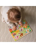 WOOPIE GREEN Drewniane Puzzle Montessori Farma z Pinezkami Do Dopasowania | Pan Piksel