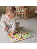 WOOPIE GREEN Drewniane Puzzle Montessori Farma z Pinezkami Do Dopasowania | Pan Piksel