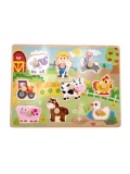 WOOPIE GREEN Drewniane Puzzle Montessori Farma z Pinezkami Do Dopasowania | Pan Piksel