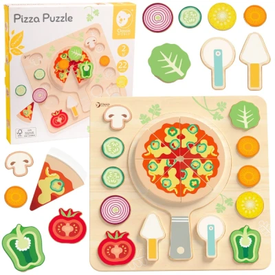 CLASSIC WORLD Drewniana Pizza do Krojenia Układanka Warzywa 22 el. | Pan Piksel