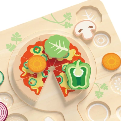CLASSIC WORLD Drewniana Pizza do Krojenia Układanka Warzywa 22 el. | Pan Piksel