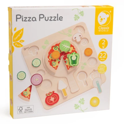 CLASSIC WORLD Drewniana Pizza do Krojenia Układanka Warzywa 22 el. | Pan Piksel
