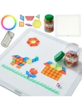 MASTERKIDZ Kwadratowy Panel Świetlny LED Kolorowy + Klocki Montessori Mozaika 140 el. | Pan Piksel