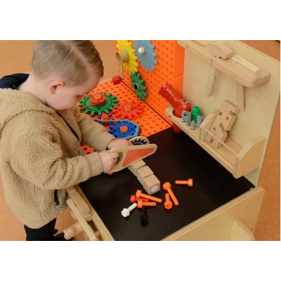 MASTERKIDZ Drewniany Warsztat XXL Montessori STEM z Narzędziami + Akcesoria | Pan Piksel