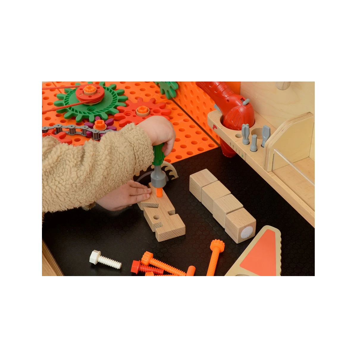 MASTERKIDZ Drewniany Warsztat XXL Montessori STEM z Narzędziami + Akcesoria | Pan Piksel