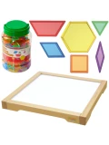 MASTERKIDZ Panel Skrzynia LED Sensoryczna + Klocki Montessori Mozaika 140 el. | Pan Piksel