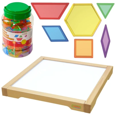 MASTERKIDZ Panel Skrzynia LED Sensoryczna + Klocki Montessori Mozaika 140 el. | Pan Piksel