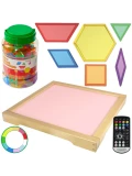 MASTERKIDZ Panel Świetlny LED Zmiana kolorów Pilotem + Klocki Montessori Mozaika 140 el. | Pan Piksel