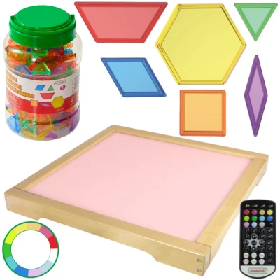 MASTERKIDZ Panel Świetlny LED Zmiana kolorów Pilotem + Klocki Montessori Mozaika 140 el. | Pan Piksel