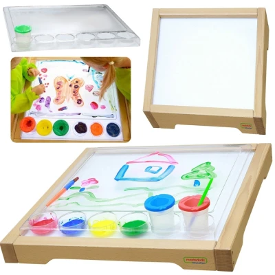 MASTERKIDZ Rama Sensoryczna - Panel LED + Przezroczysta Taca Do Malowania | Pan Piksel