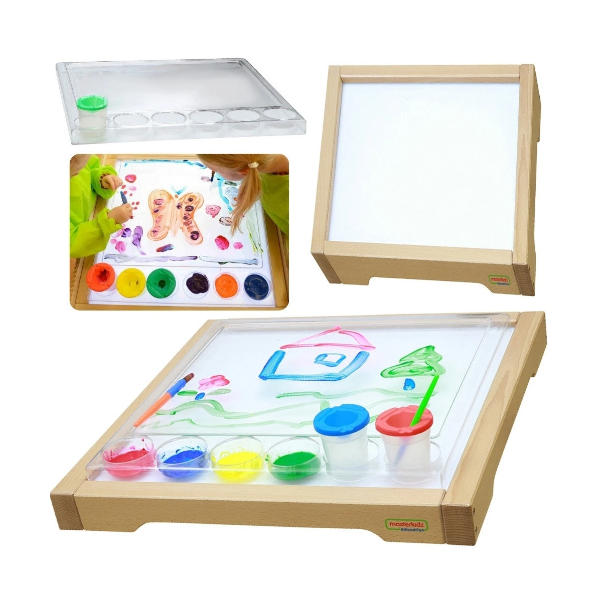 MASTERKIDZ Rama Sensoryczna - Panel LED + Przezroczysta Taca Do Malowania | Pan Piksel