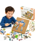 VIGA Drewniana Przybijanka Roboty 45 elementów Montessori | Pan Piksel