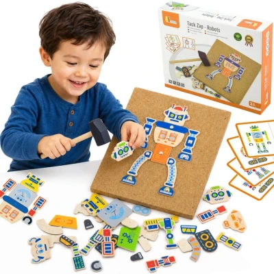 VIGA Drewniana Przybijanka Roboty 45 elementów Montessori | Pan Piksel