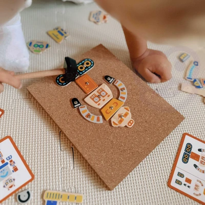 VIGA Drewniana Przybijanka Roboty 45 elementów Montessori | Pan Piksel