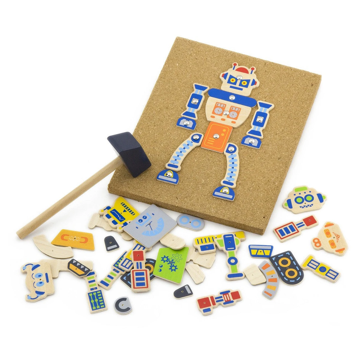 VIGA Drewniana Przybijanka Roboty 45 elementów Montessori | Pan Piksel