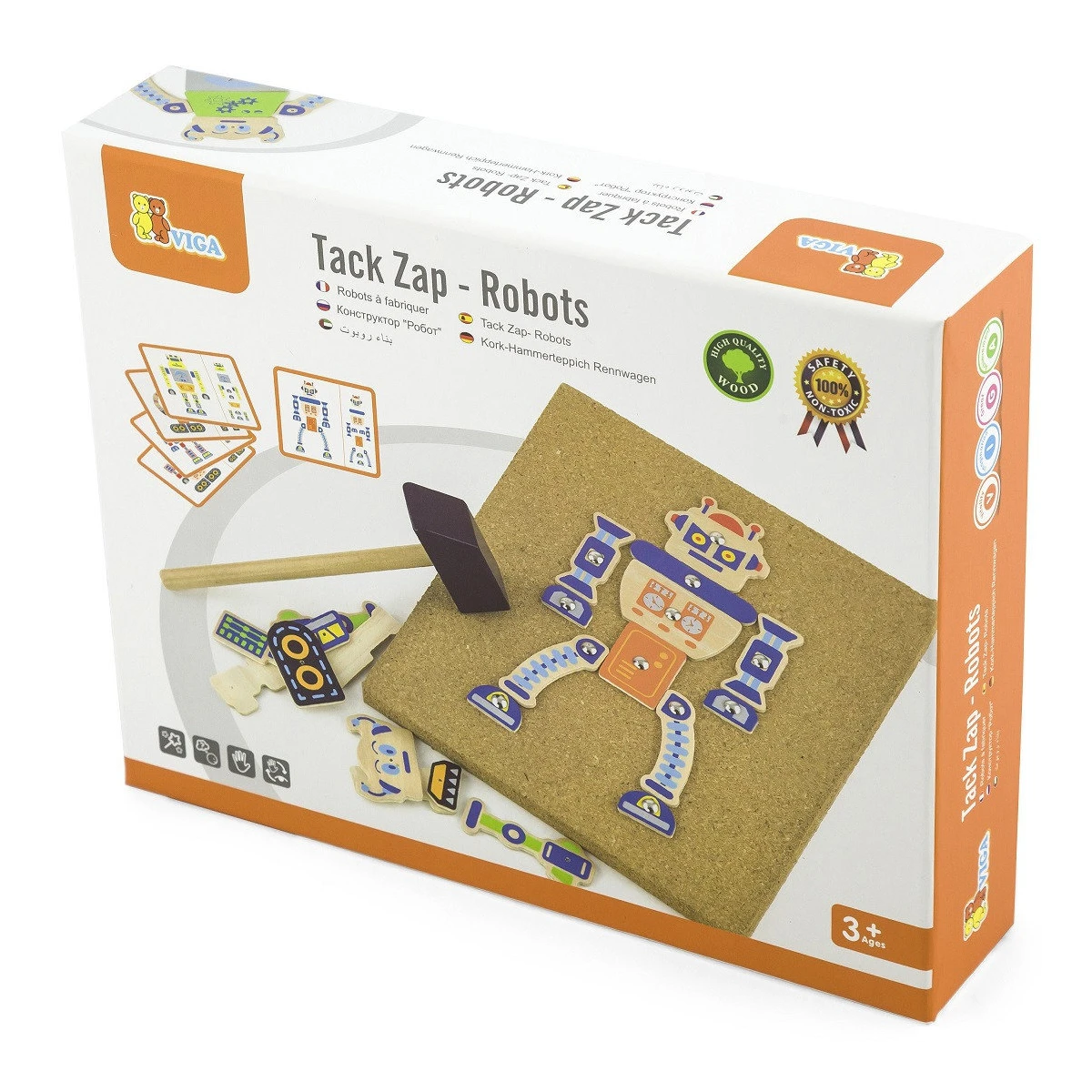 VIGA Drewniana Przybijanka Roboty 45 elementów Montessori | Pan Piksel