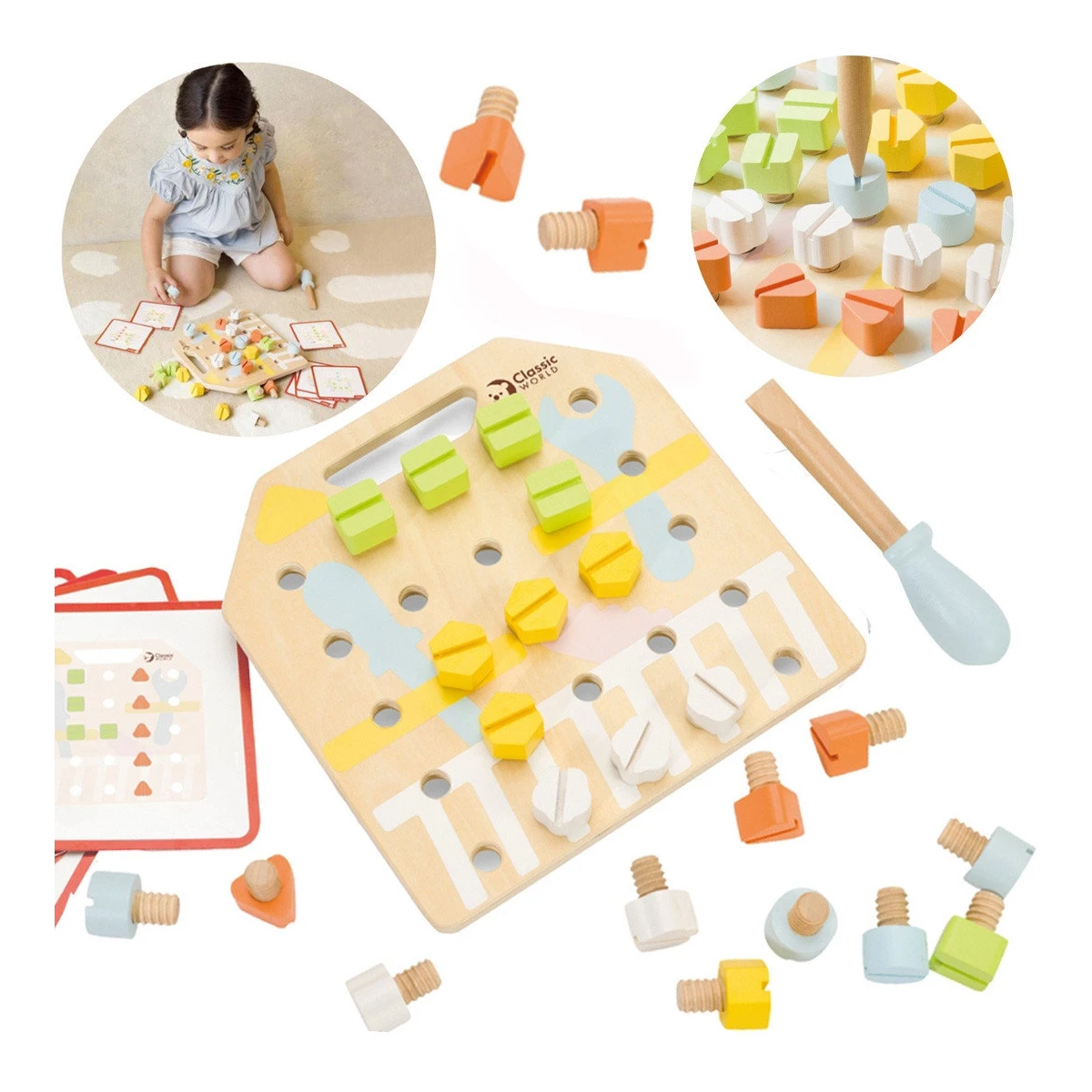 CLASSIC WORLD Wooden Manipulative Board Logic Puzzle | Pan Piksel