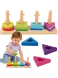 TOOKY TOY Sorter Kształtów z Kolorowymi Blokami Montessori | Pan Piksel