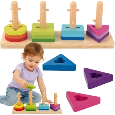 TOOKY TOY Sorter Kształtów z Kolorowymi Blokami Montessori | Pan Piksel