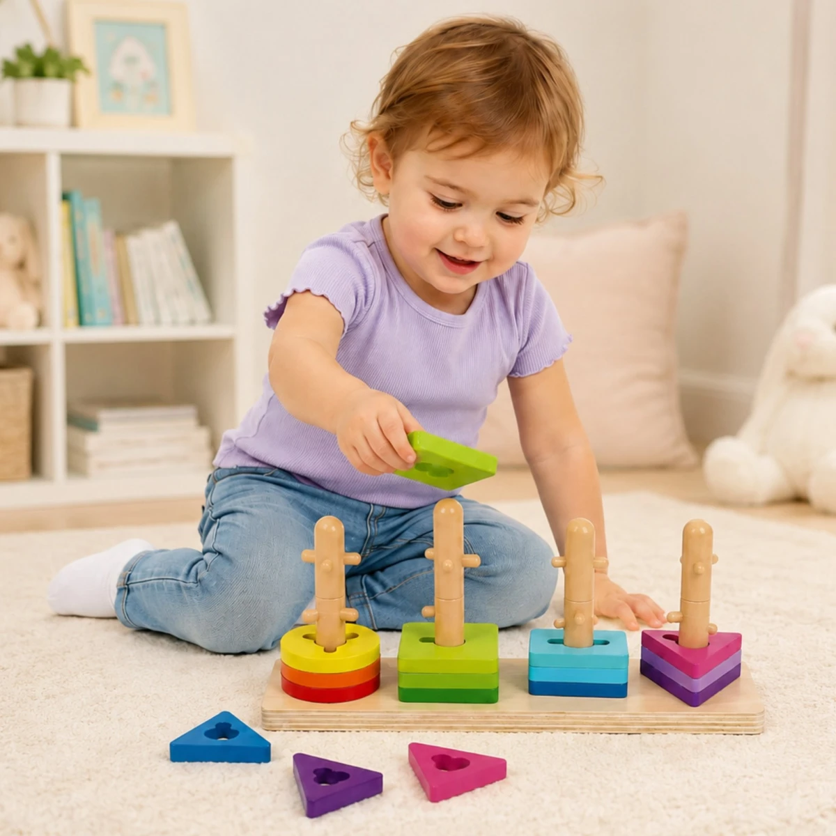 TOOKY TOY Sorter Kształtów z Kolorowymi Blokami Montessori | Pan Piksel
