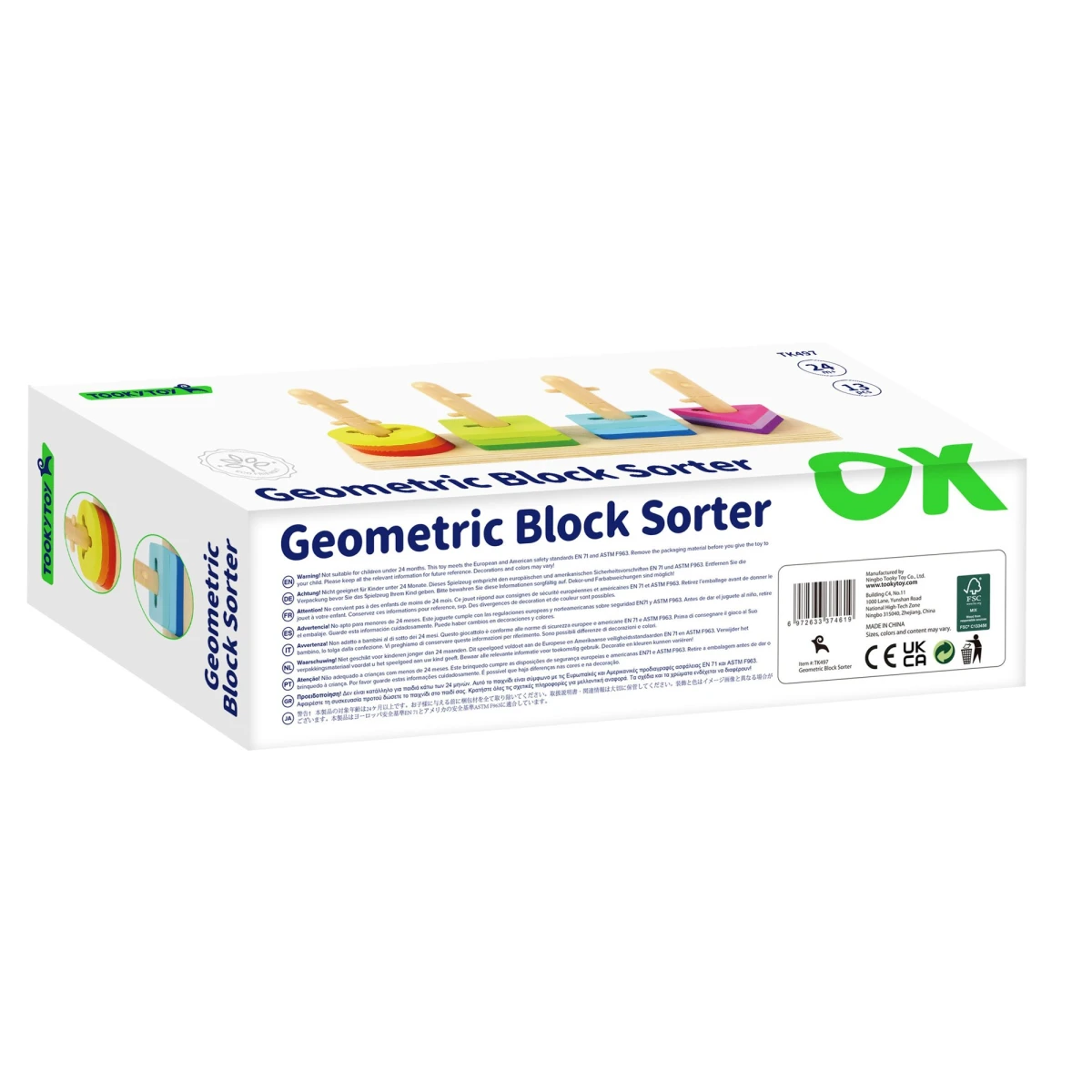 TOOKY TOY Sorter Kształtów z Kolorowymi Blokami Montessori | Pan Piksel