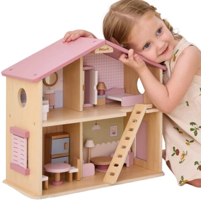 VIGA TOYS VIGA PolarB Duży Drewniany Domek dla Lalek 17 el. | Pan Piksel