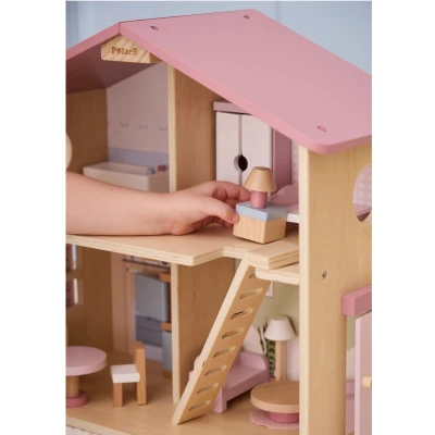 VIGA TOYS VIGA PolarB Duży Drewniany Domek dla Lalek 17 el. | Pan Piksel