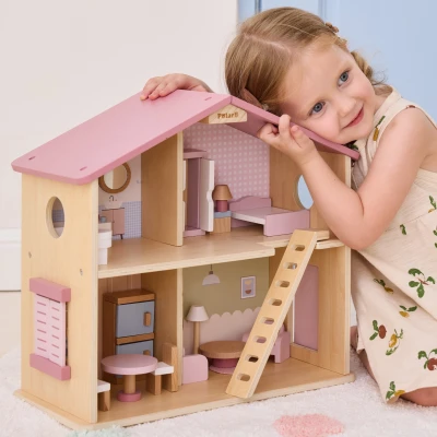 VIGA TOYS VIGA PolarB Duży Drewniany Domek dla Lalek 17 el. | Pan Piksel