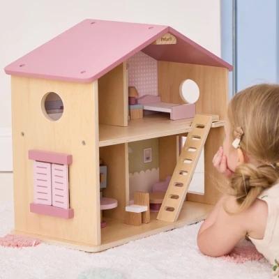 VIGA TOYS VIGA PolarB Duży Drewniany Domek dla Lalek 17 el. | Pan Piksel