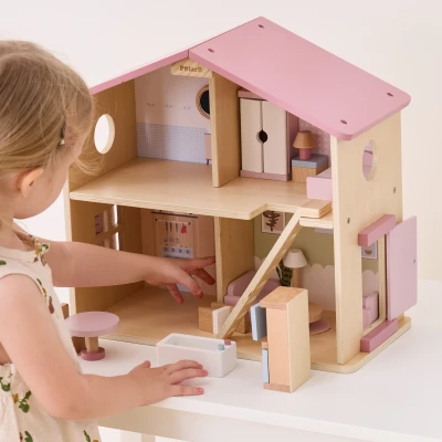 VIGA TOYS VIGA PolarB Duży Drewniany Domek dla Lalek 17 el. | Pan Piksel