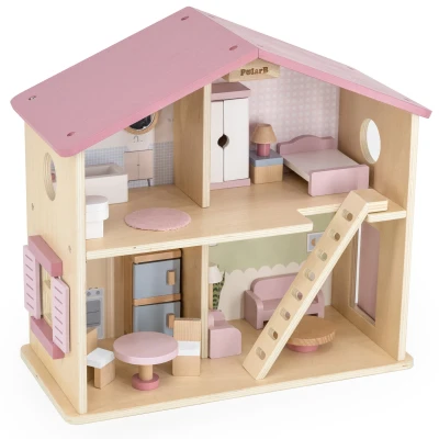 VIGA TOYS VIGA PolarB Duży Drewniany Domek dla Lalek 17 el. | Pan Piksel